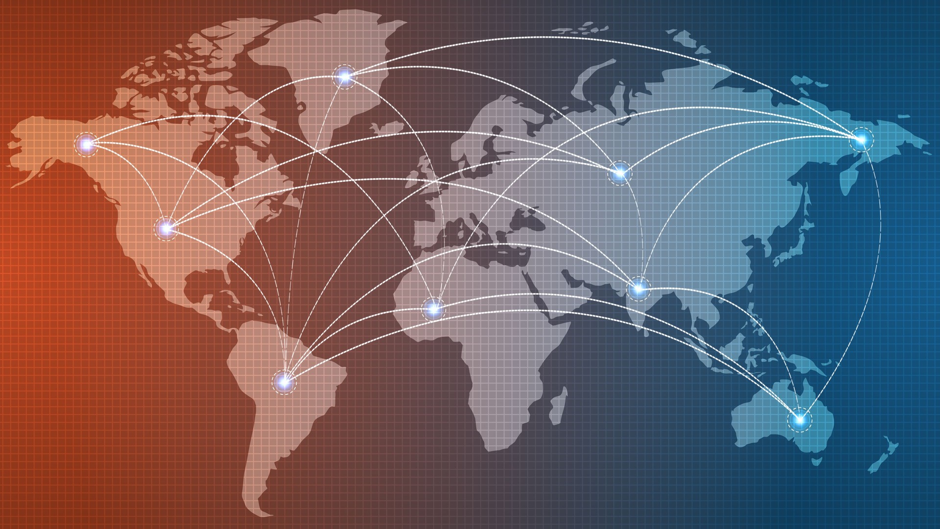 World Map with Interconnected Lines